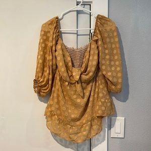 Show Me Your Mumu gold chiffon polka dot top